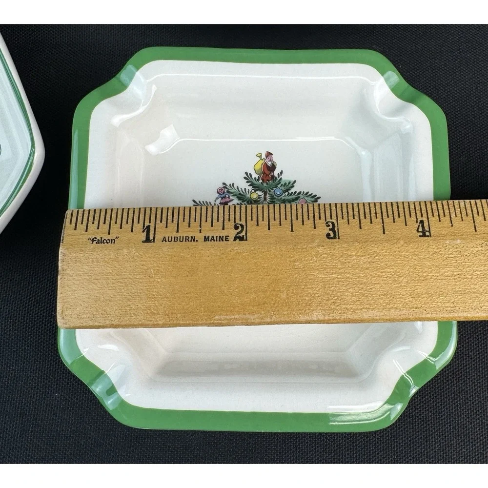 Spode Christmas Tree Pattern Lot Of 5 Small Trays Square Oval & Triangle